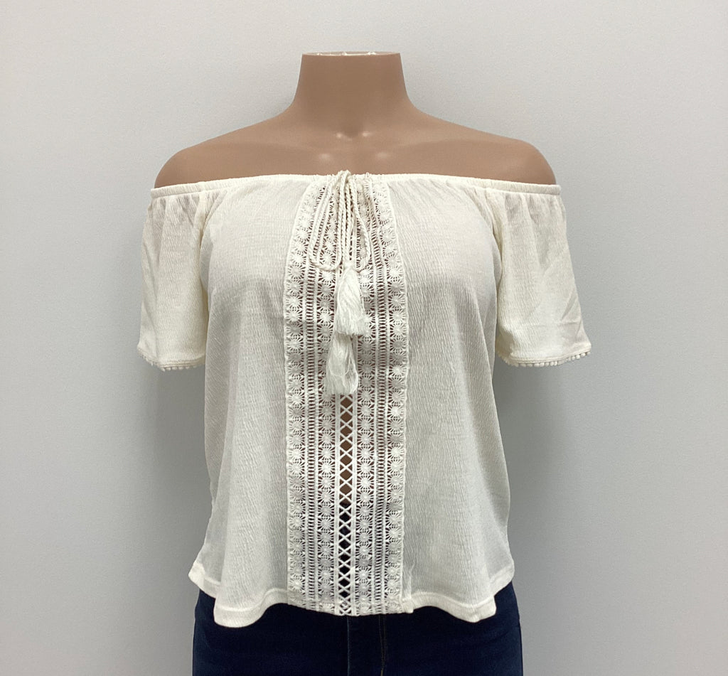 Off The Shoulder Tassel Blouse - Closet Space