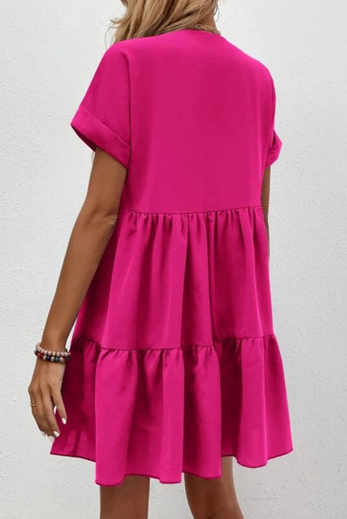 Fresh and Sweet V-Neck Large Swing Dress - Closet Space