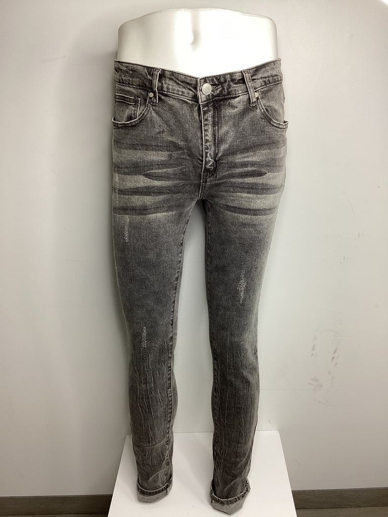 PURE REIGN Sandblast Distressed Stonewash Stacked Jeans - Closet Space