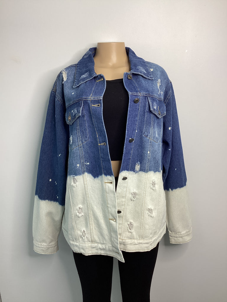 Bleached Distressed Denim Jacket - Closet Space