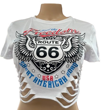 Feel The Freedom Distressed Crop Top - Closet Space