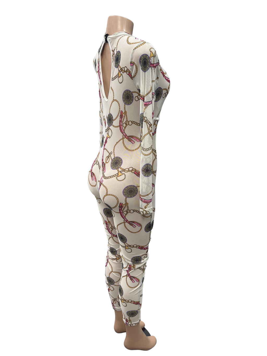 Sheer Chain Print Jumpsuit - Closet Space