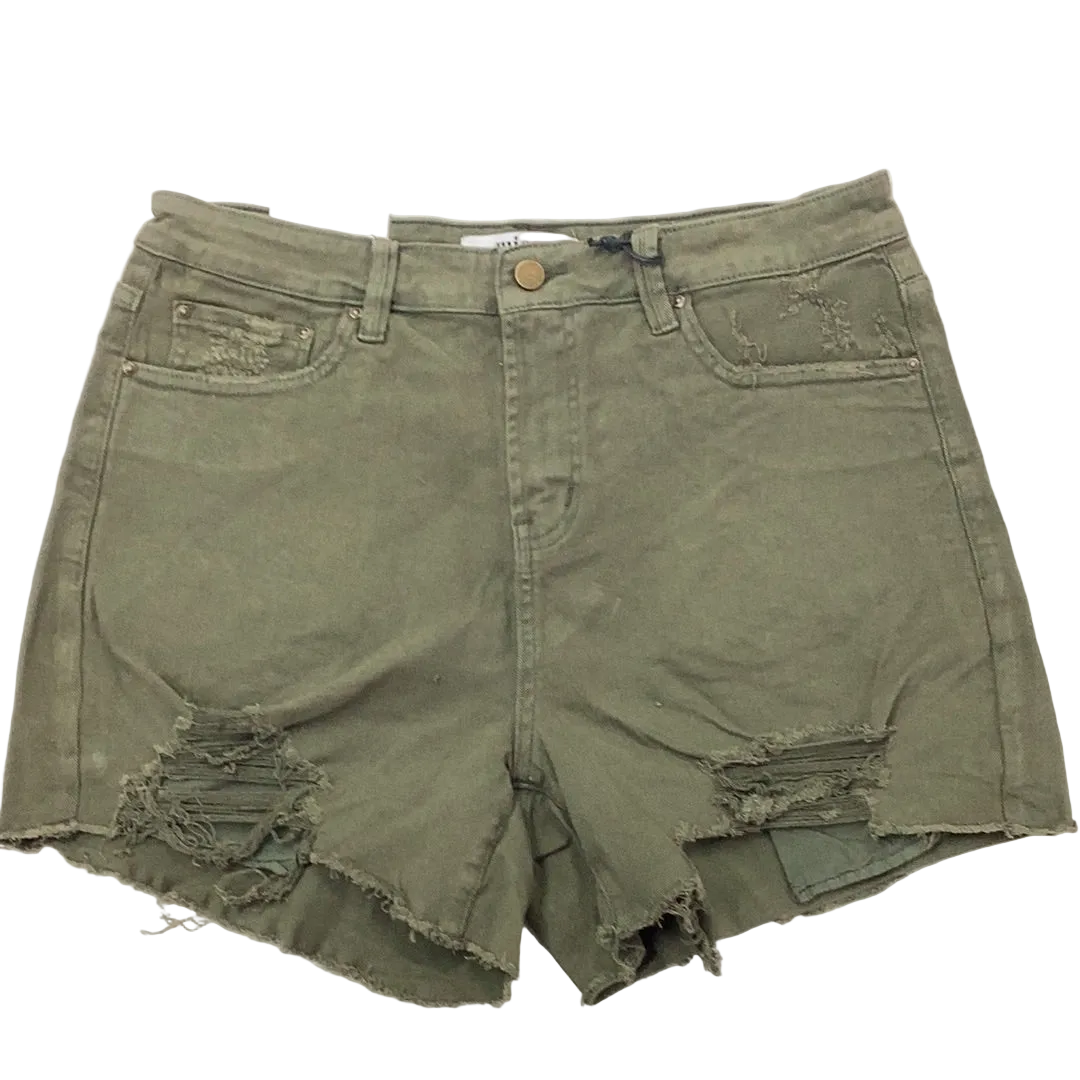 Curvy - High Rise Ripped Denim Shorts