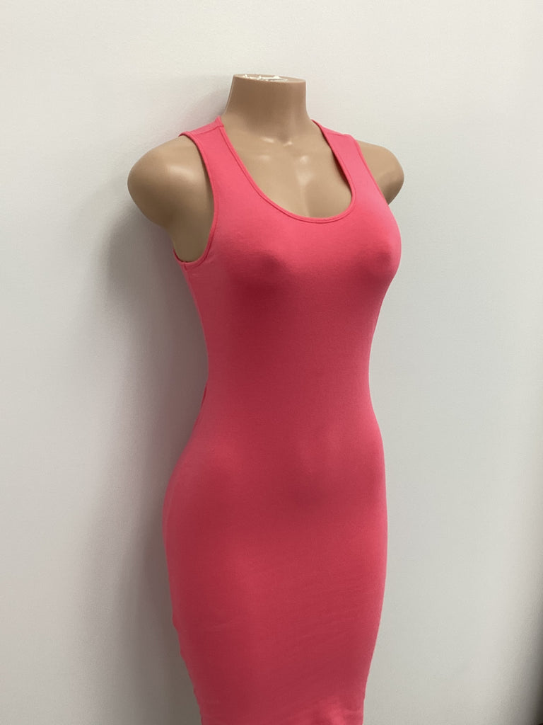 Cotton Spandex Solid Sleeveless Tank Bodycon Midi Dress - Closet Space