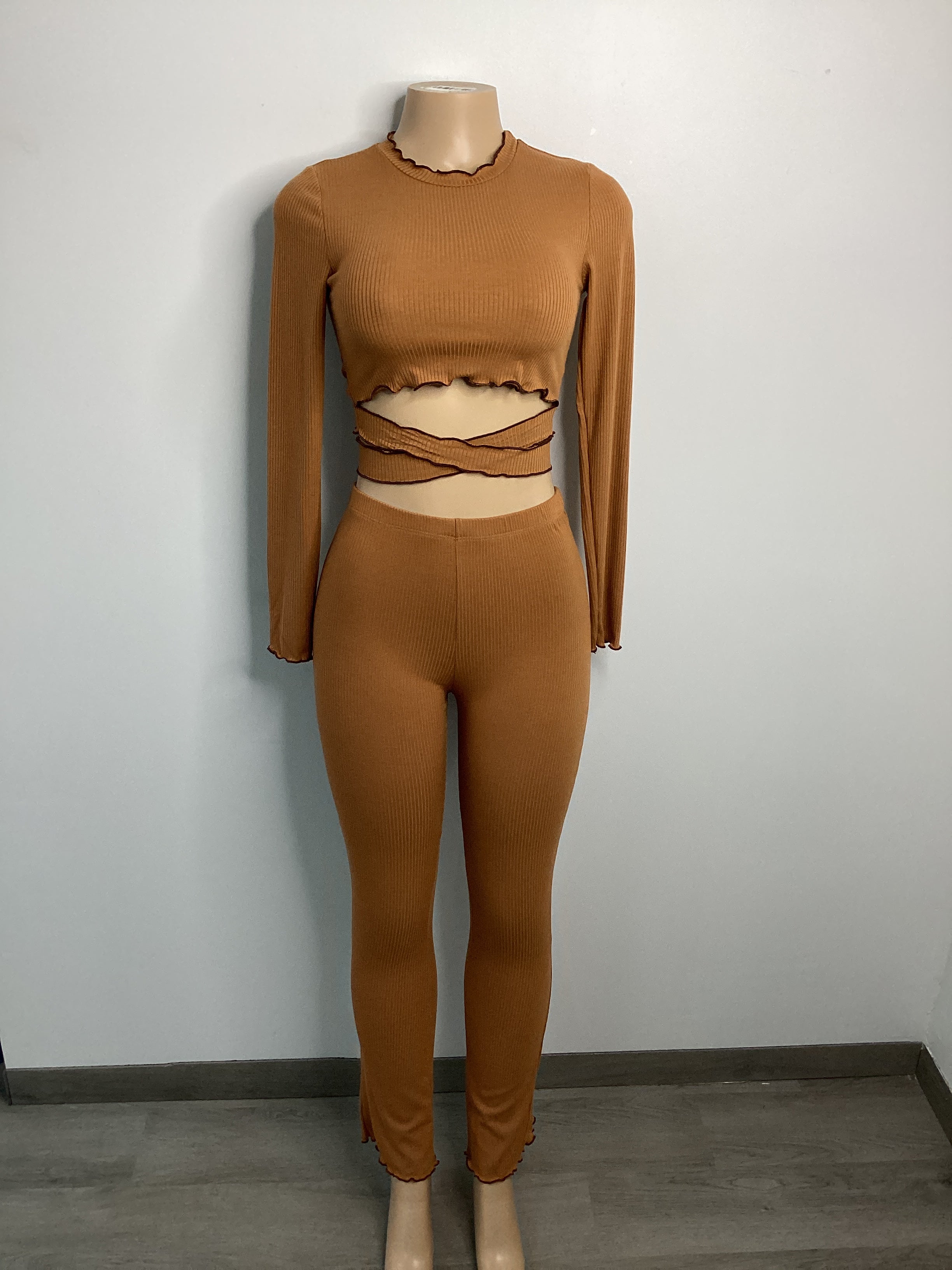 Lettuce Edge Stretch Top Legging Set - Closet Space