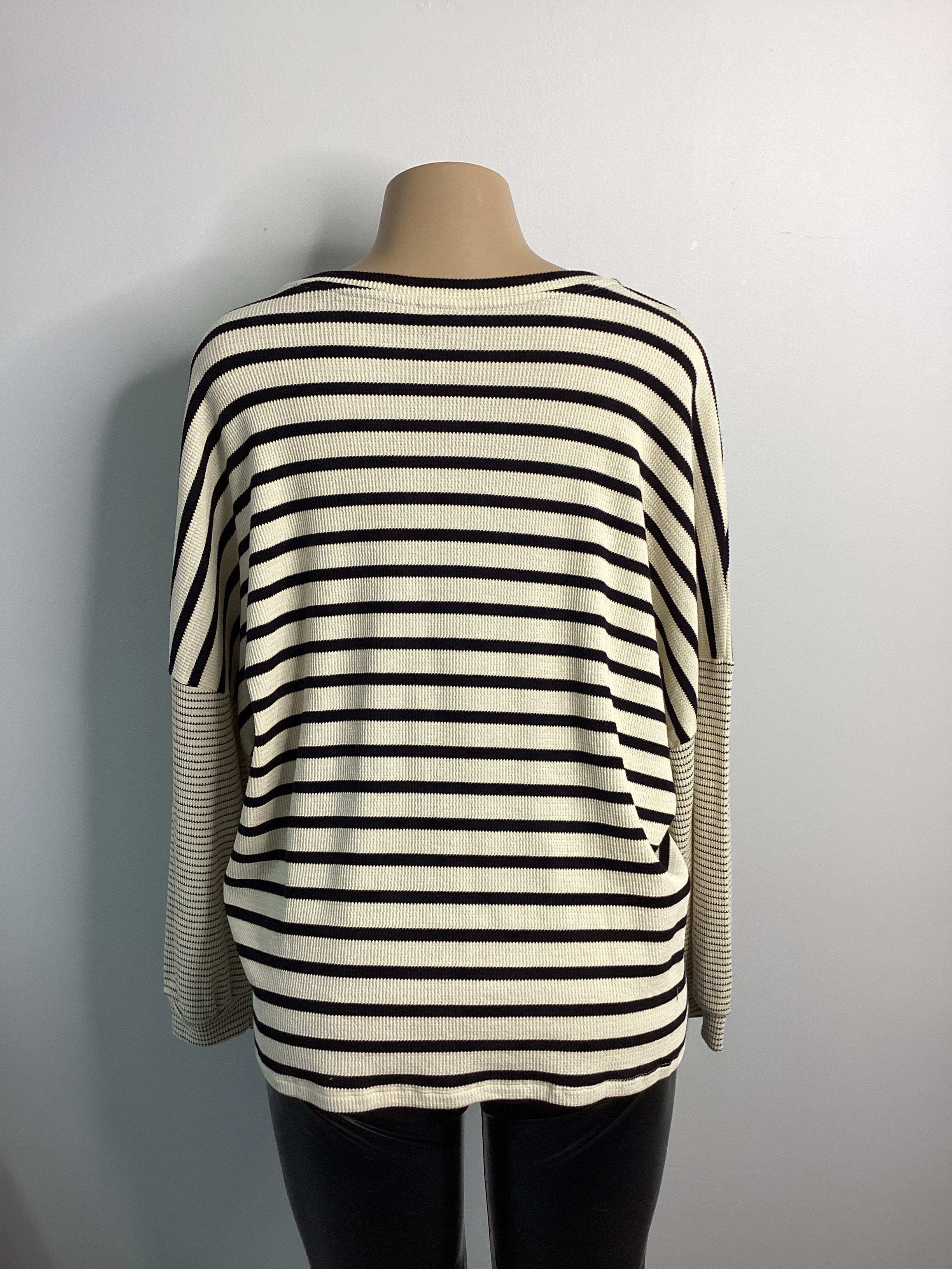 Curvy - Striped Thermal Lounge Top - Closet Space