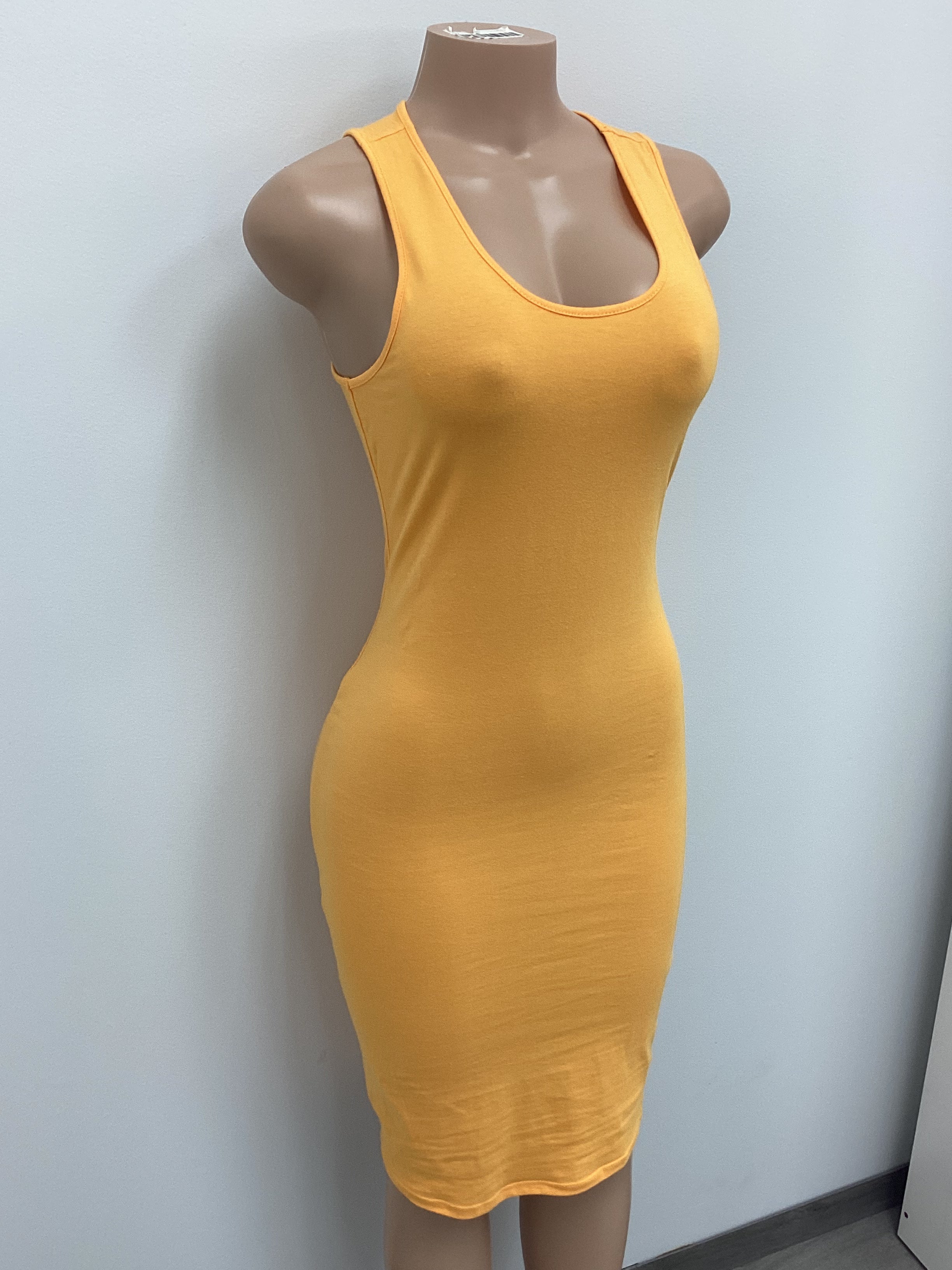 Cotton Spandex Solid Sleeveless Tank Bodycon Midi Dress - Closet Space
