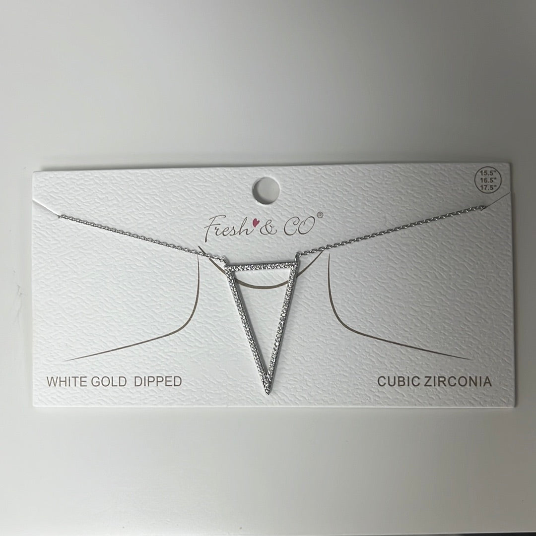 White Gold Triangle Necklace - Closet Space