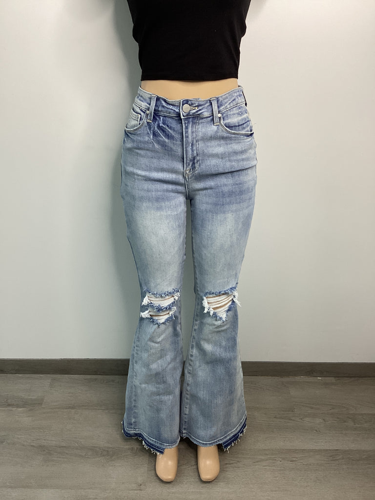 Risen High Waist 70’s Flare Jeans - Closet Space