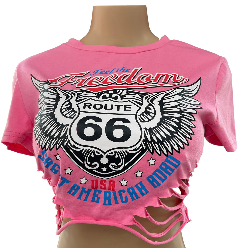 Feel The Freedom Distressed Crop Top - Closet Space