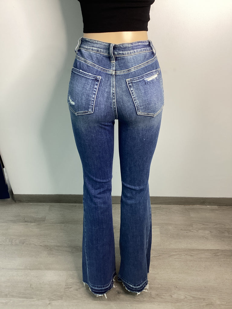 High Rise Distressed Flare Jeans - Closet Space