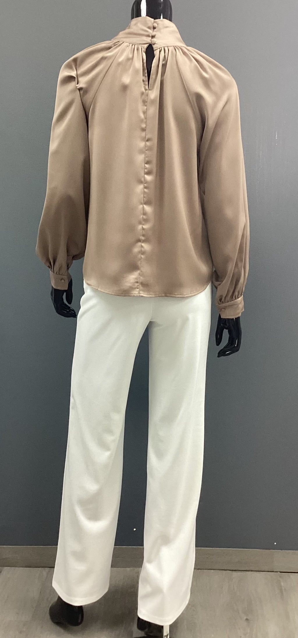 Satin Keyhole Woven Dressy Blouse - Closet Space