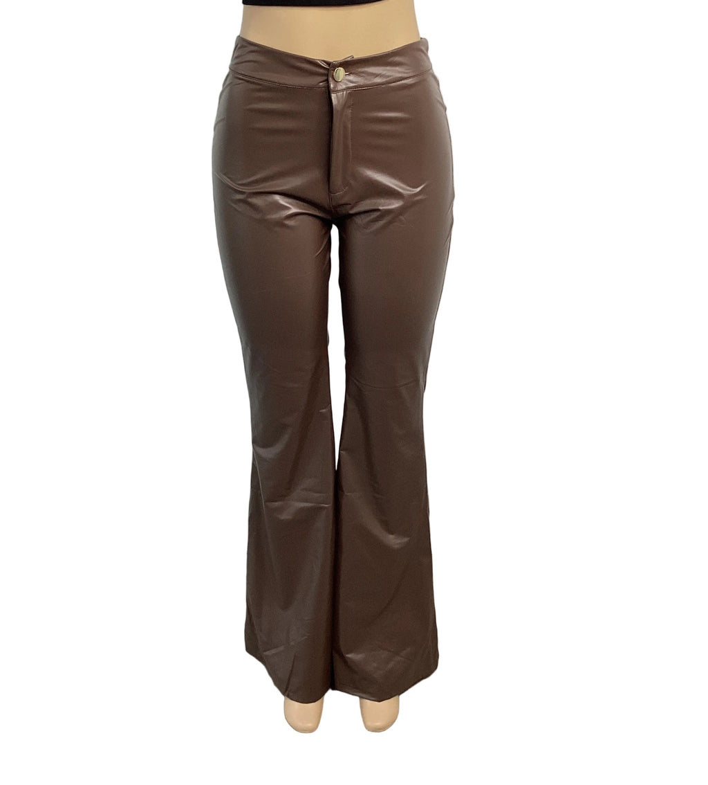 Faux Leather Slim Fit Flare Pant - Closet Space
