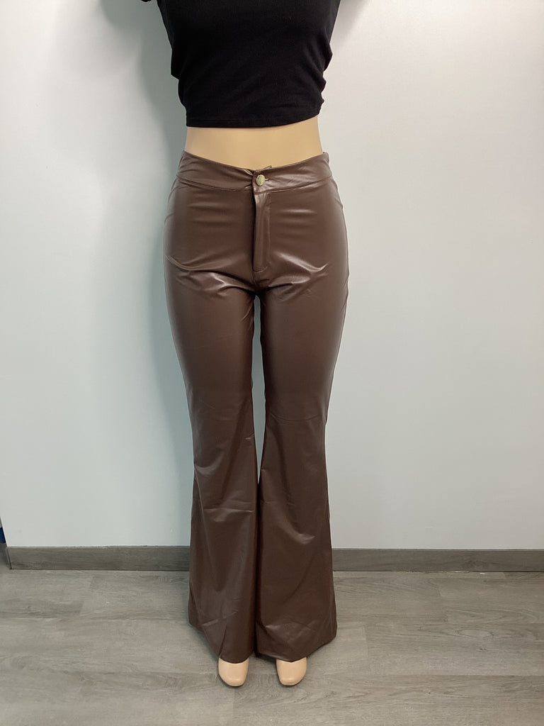 Faux Leather Slim Fit Flare Pant - Closet Space