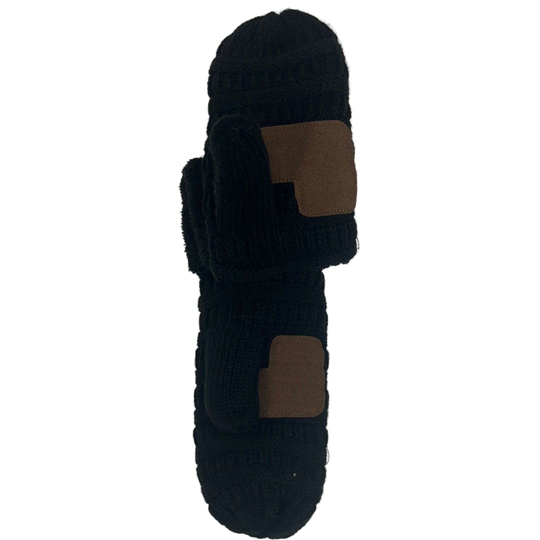 C.C. Cable Knit Fuzzy Lined Mittens