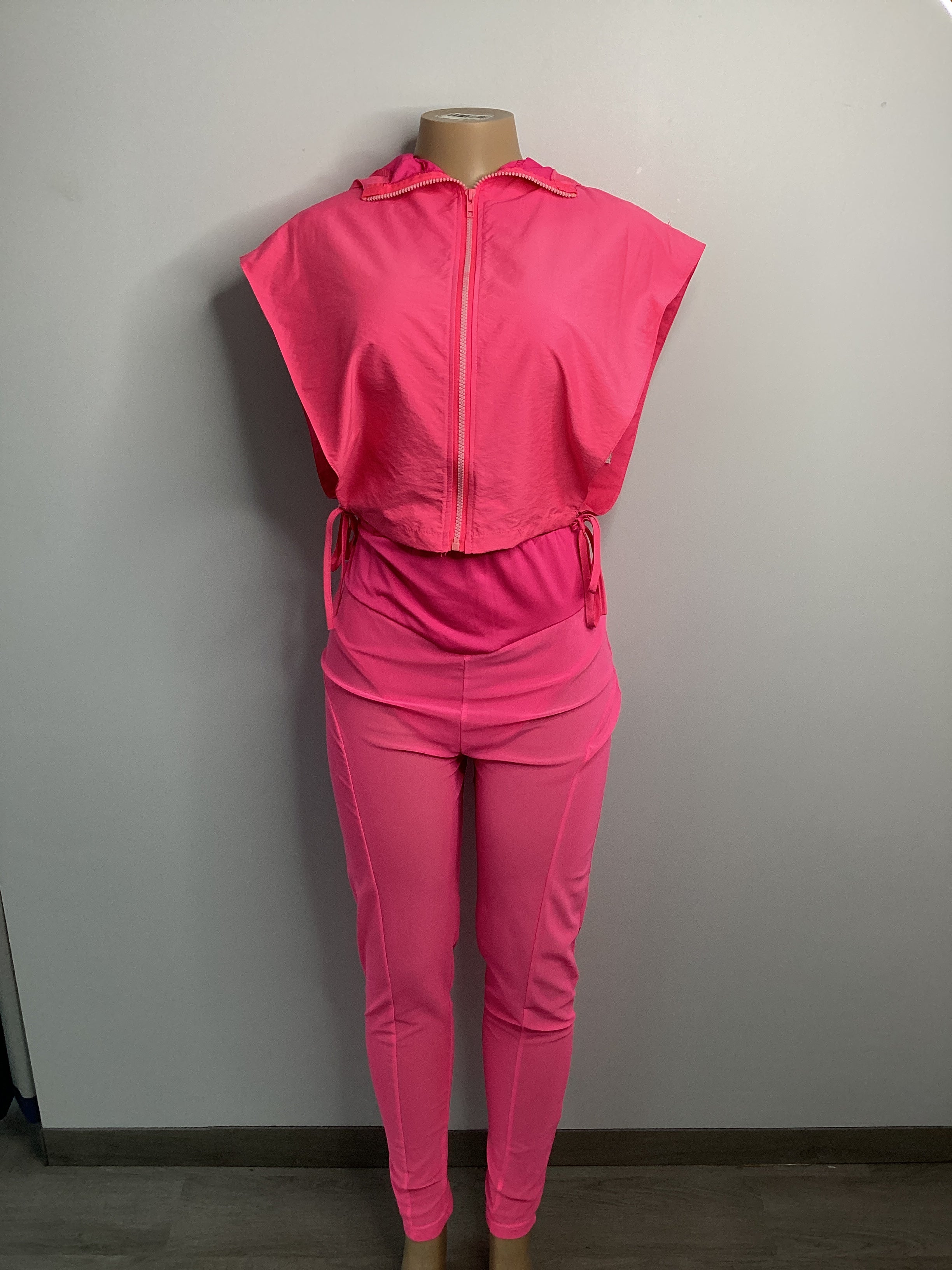 Neon Athletic Hood Jacket Mesh Legging Set - Closet Space
