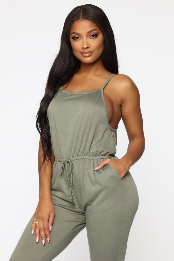 Scoop Neck Tie Waist Jumpsuit - Closet Space