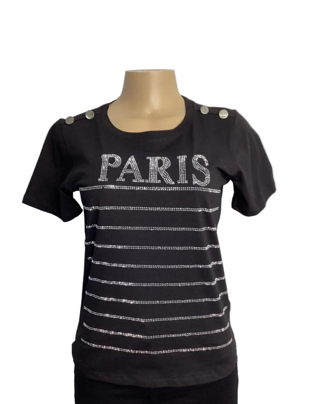 Rhinestone Embellished Paris Fashion Tee - Closet Space