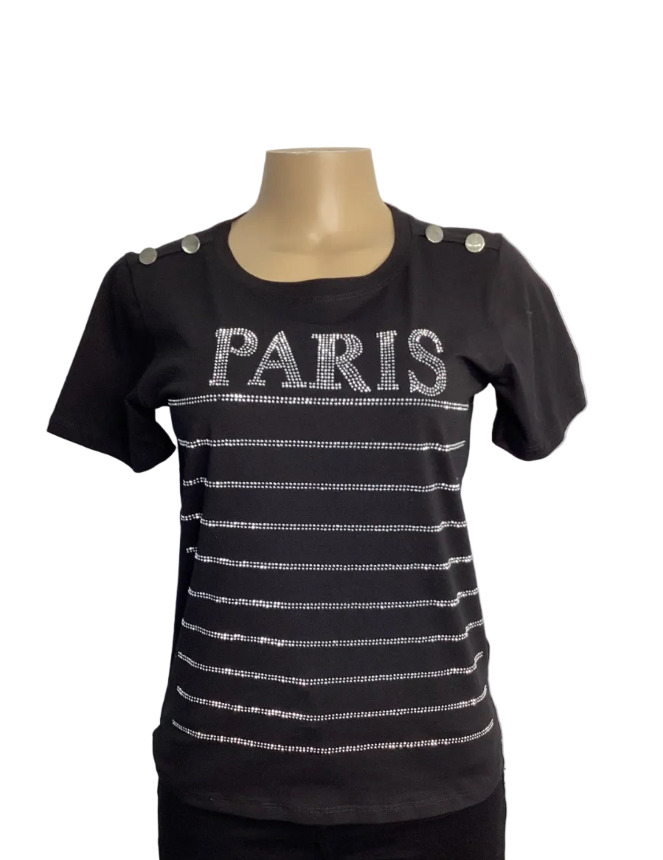 Rhinestone Embellished Paris Fashion Tee - Closet Space