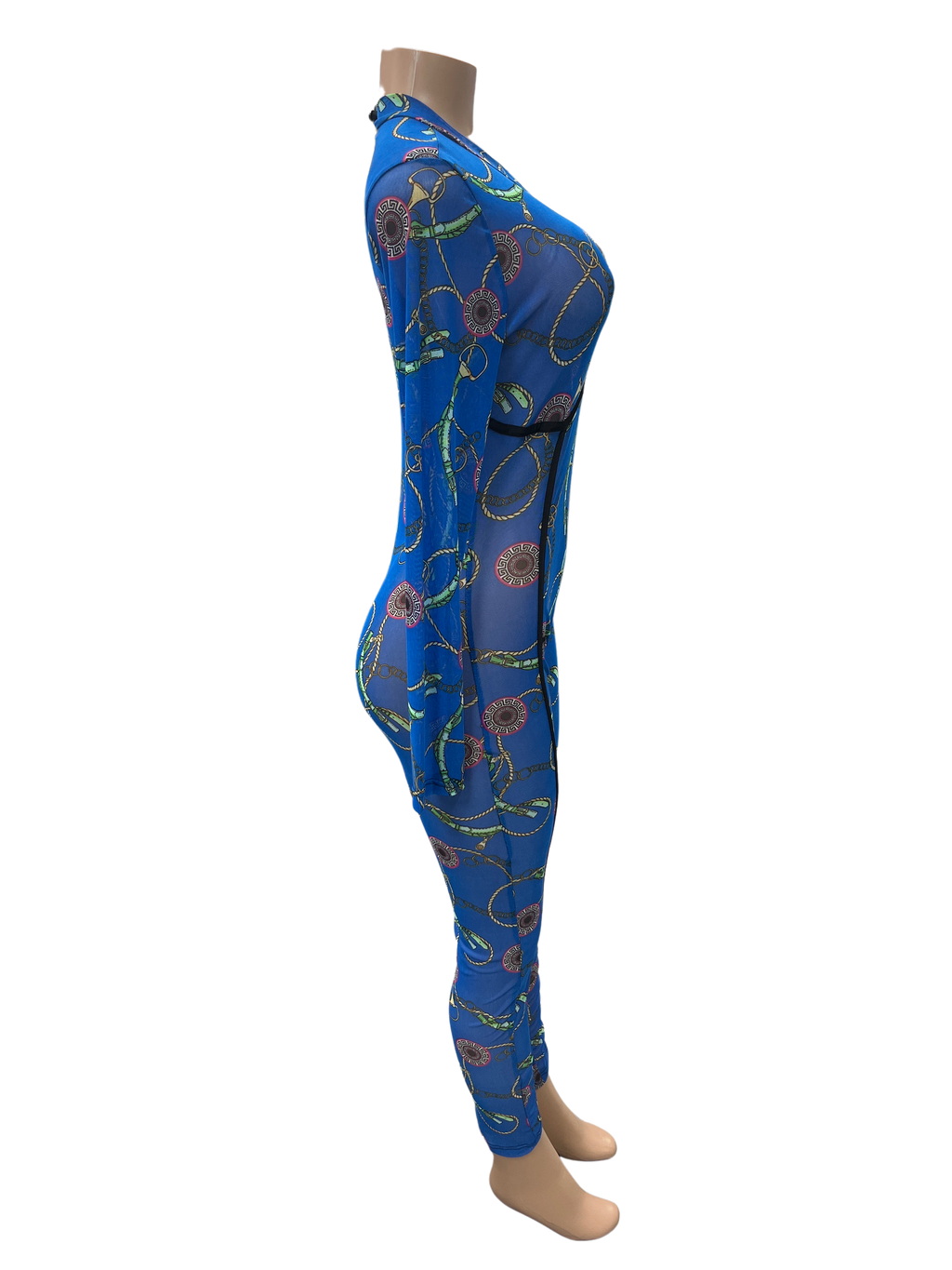 Sheer Chain Print Jumpsuit - Closet Space