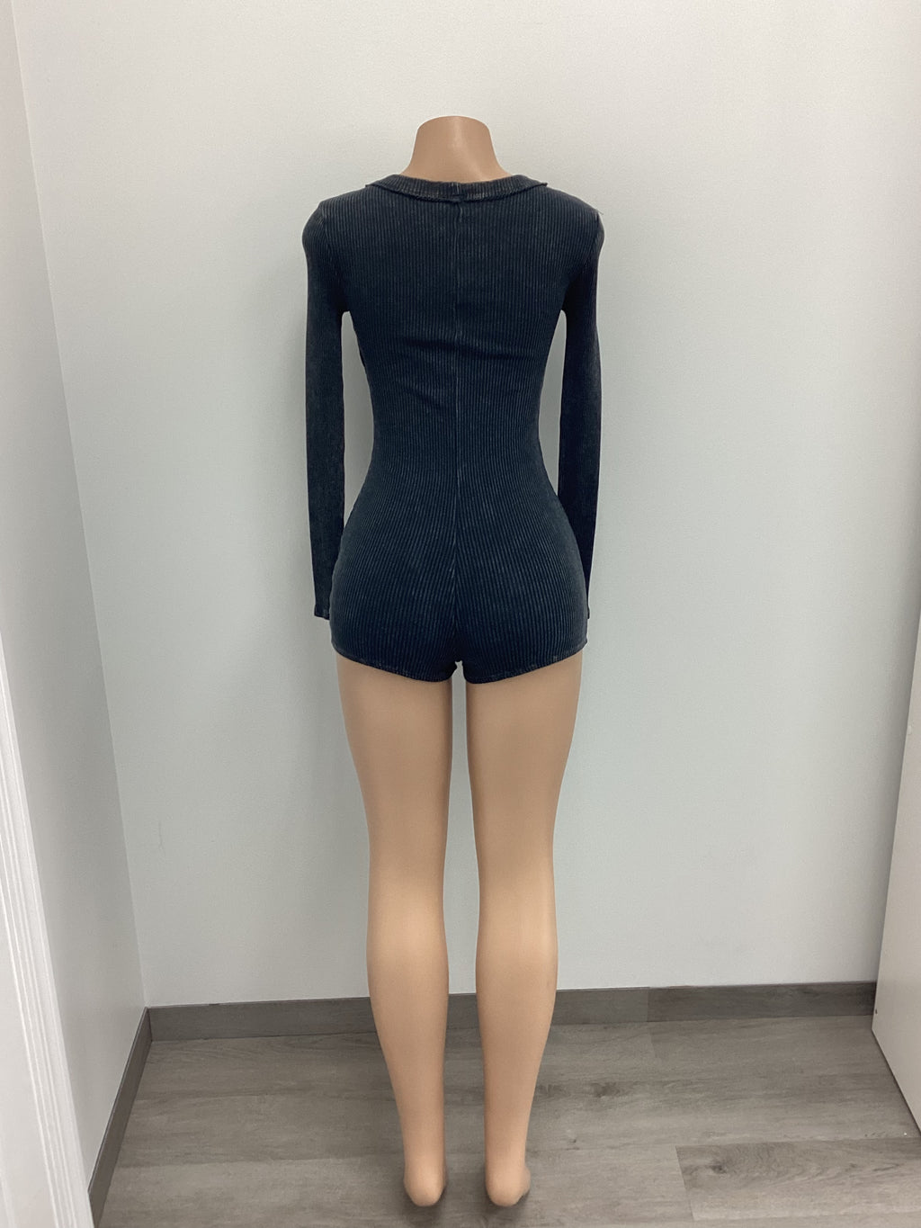 Mineral Washed Romper Front Neck Reverse - Closet Space