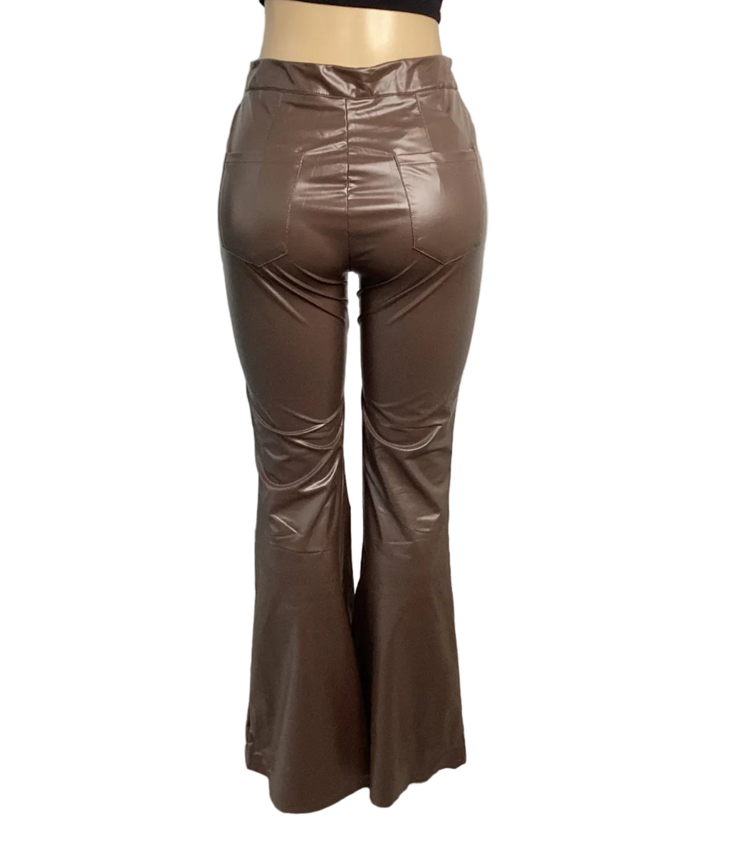 Faux Leather Slim Fit Flare Pant - Closet Space