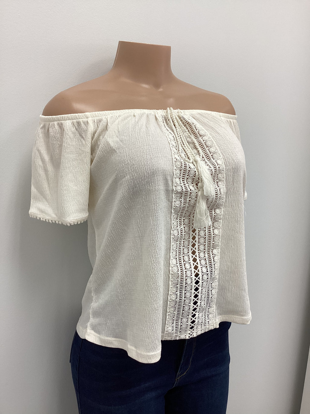 Off The Shoulder Tassel Blouse - Closet Space