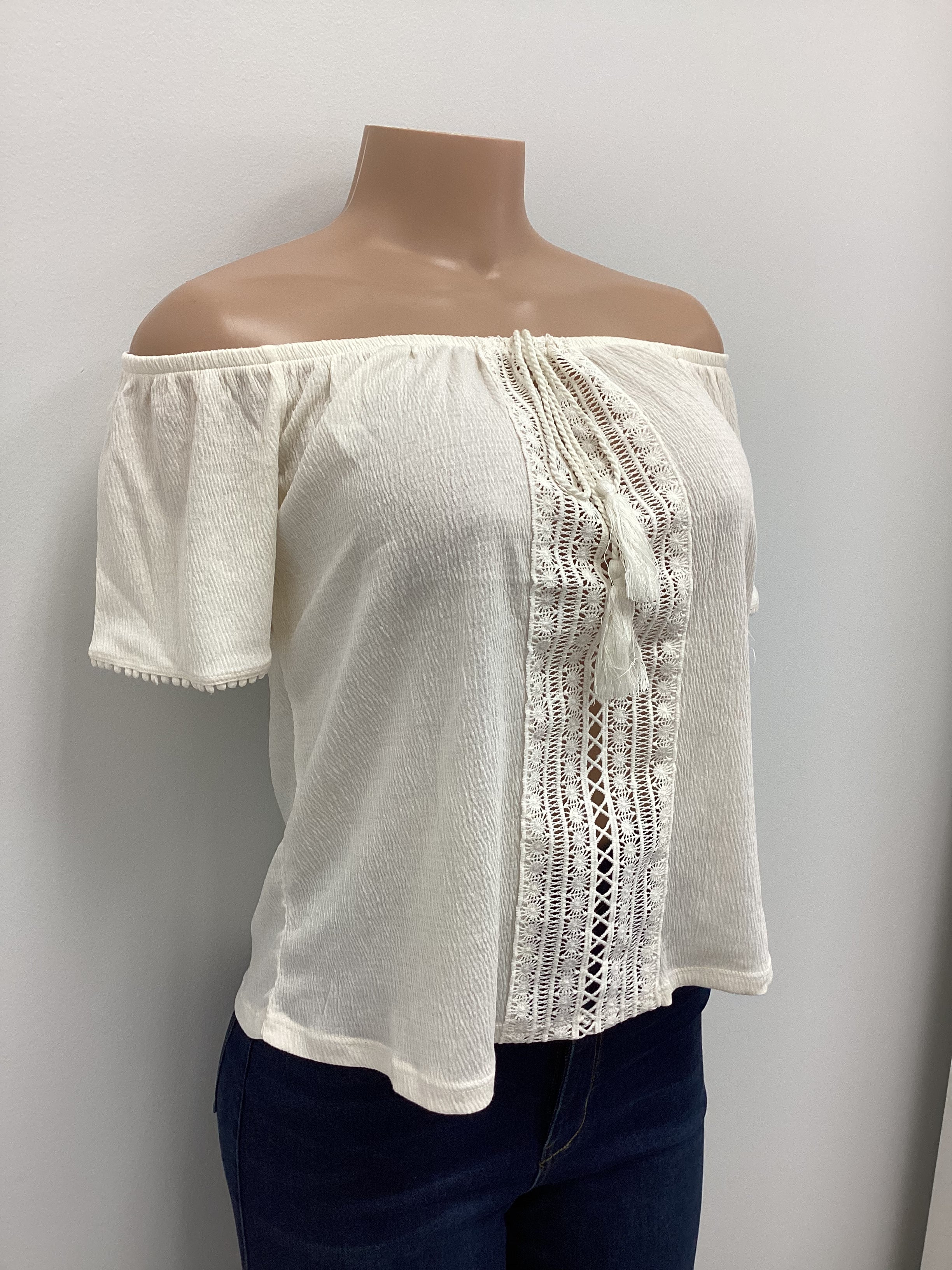 Off The Shoulder Tassel Blouse - Closet Space