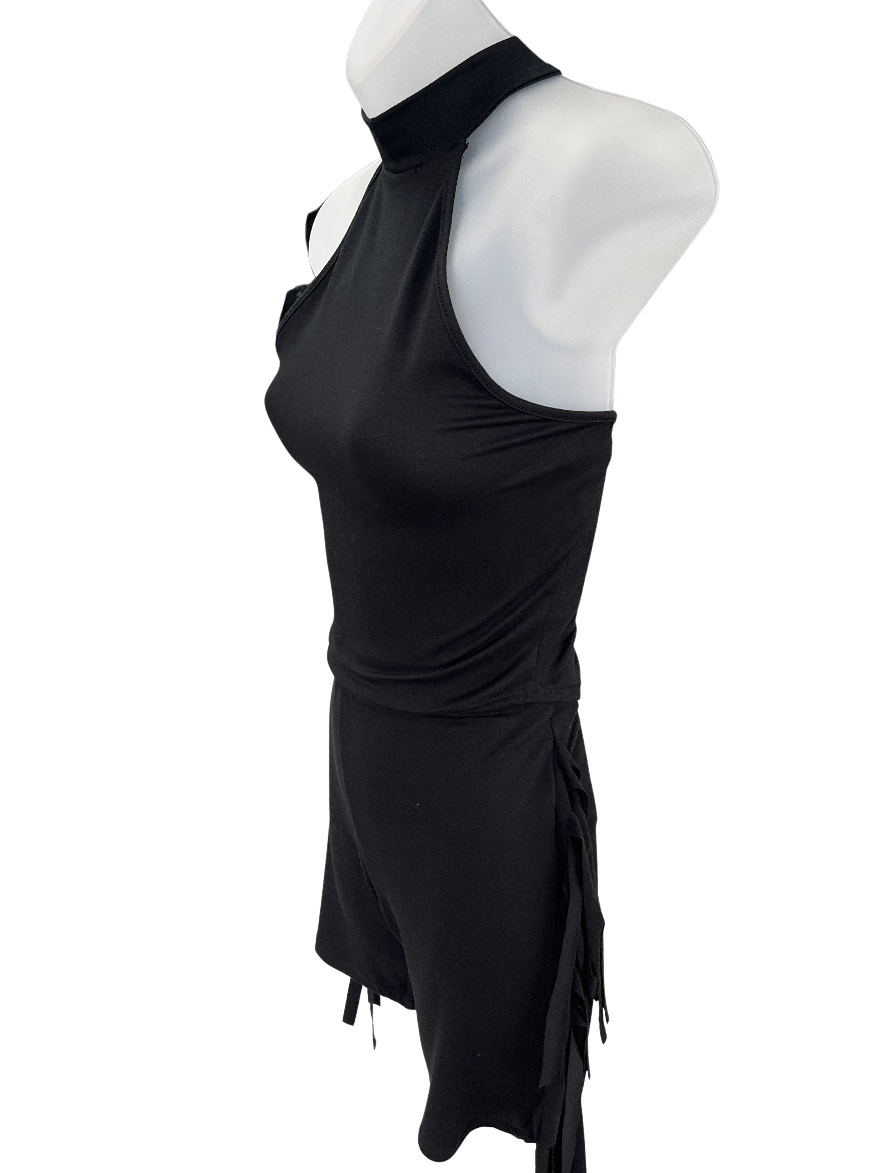 Mock Neck Crop Top & Side Laser Cut Short Set - Closet Space