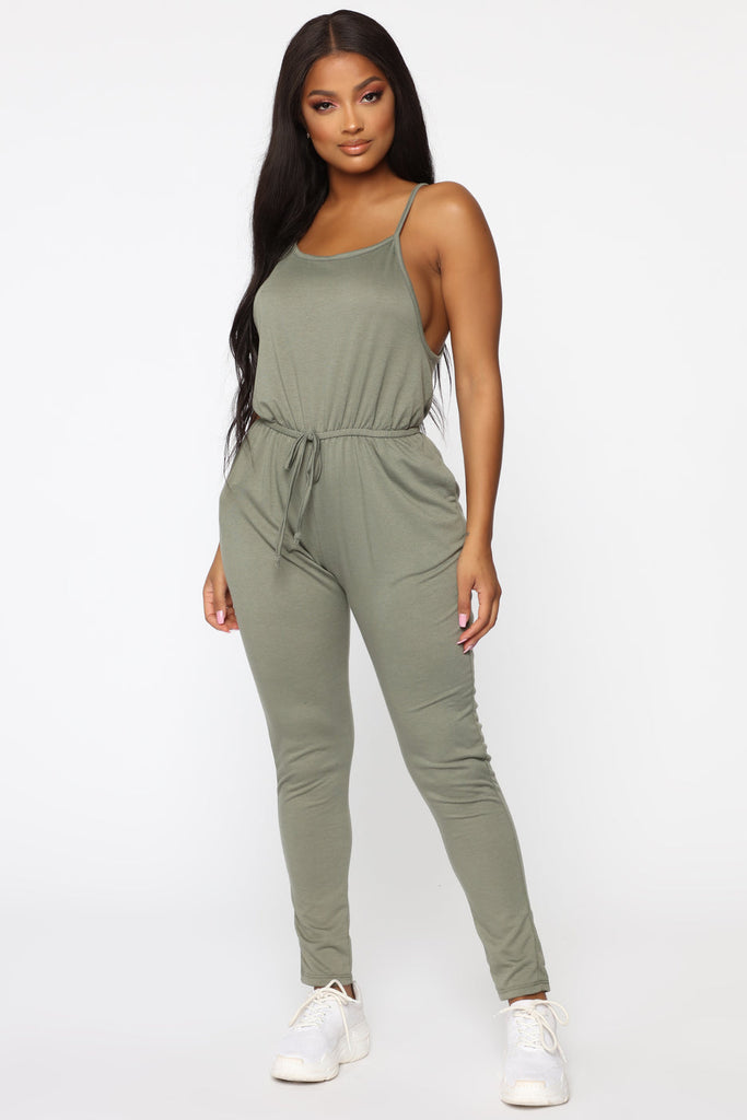 Scoop Neck Tie Waist Jumpsuit - Closet Space