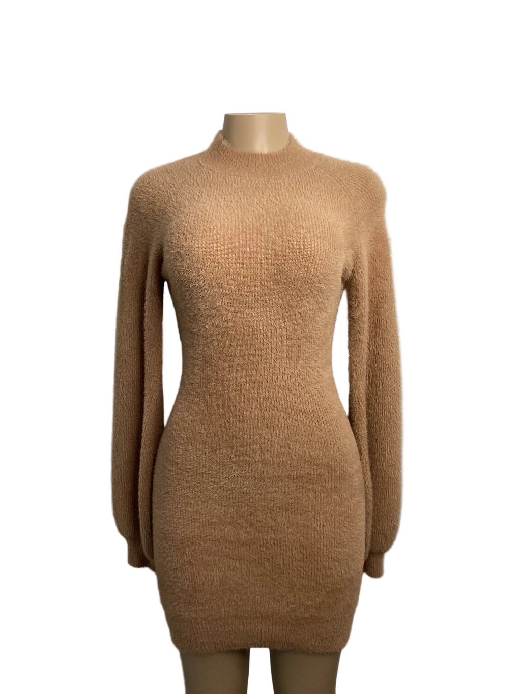 Mock Neck Bodycon Ribbed Sweater Dress