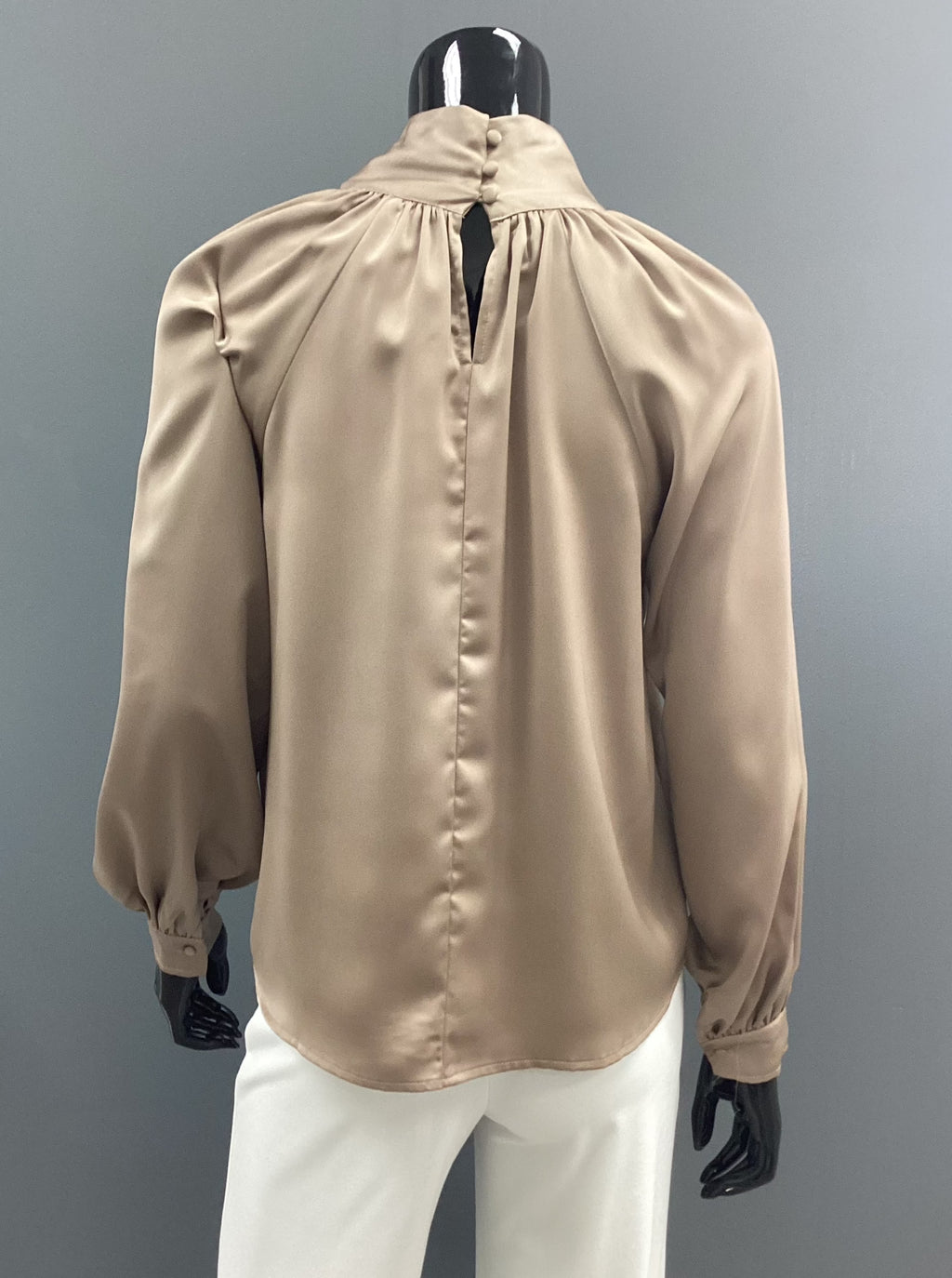 Satin Keyhole Woven Dressy Blouse - Closet Space
