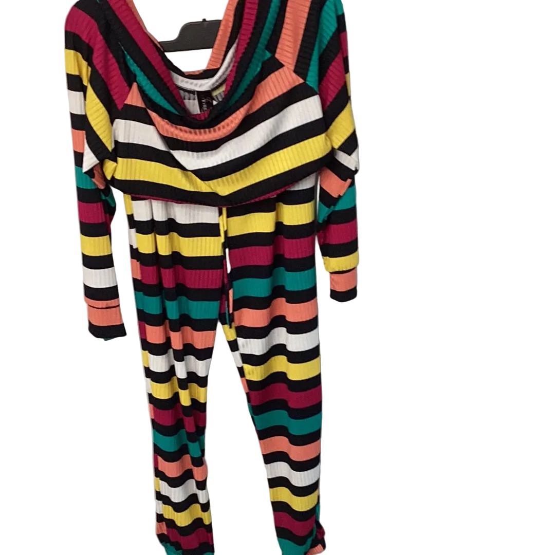 Curvy - Boatneck Ribbed Drawstring Jumpsuit