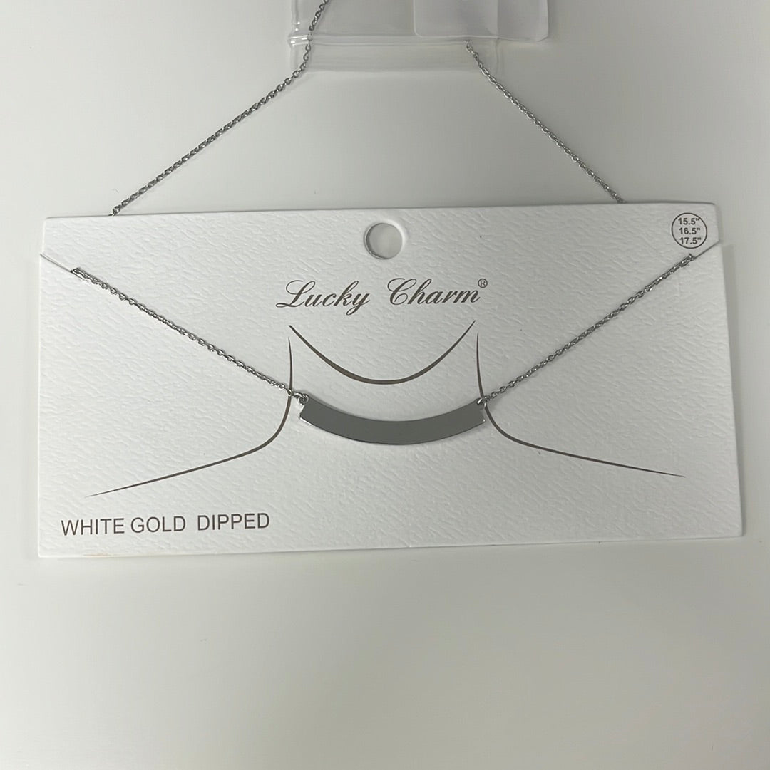 Plated Curved Nameplate Necklace - Closet Space
