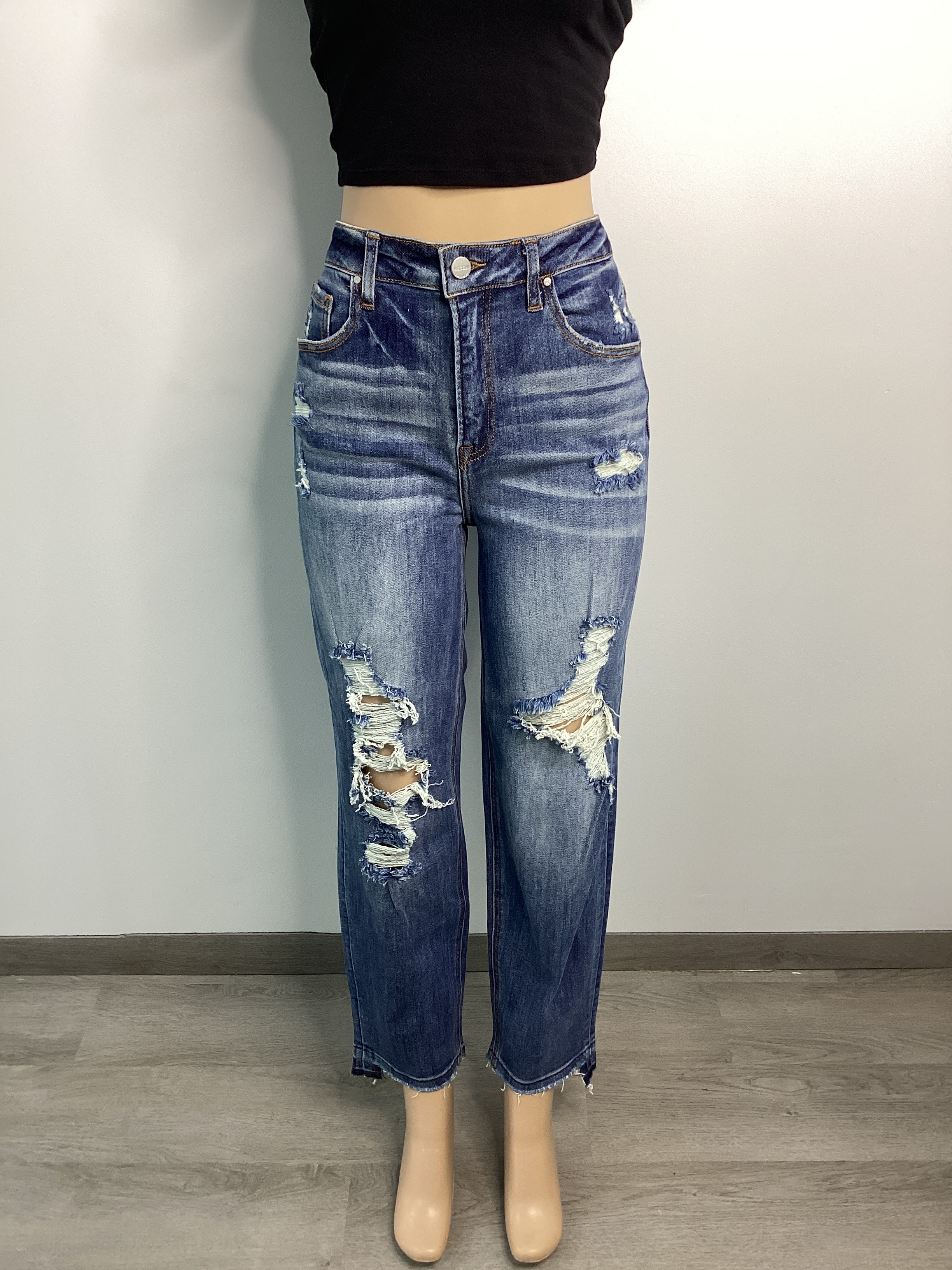 Risen Distressed Boyfriend Jean Frayed Ankle - Closet Space