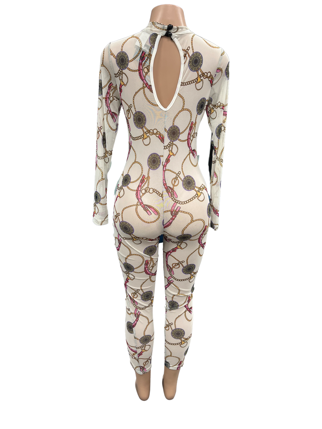 Sheer Chain Print Jumpsuit - Closet Space