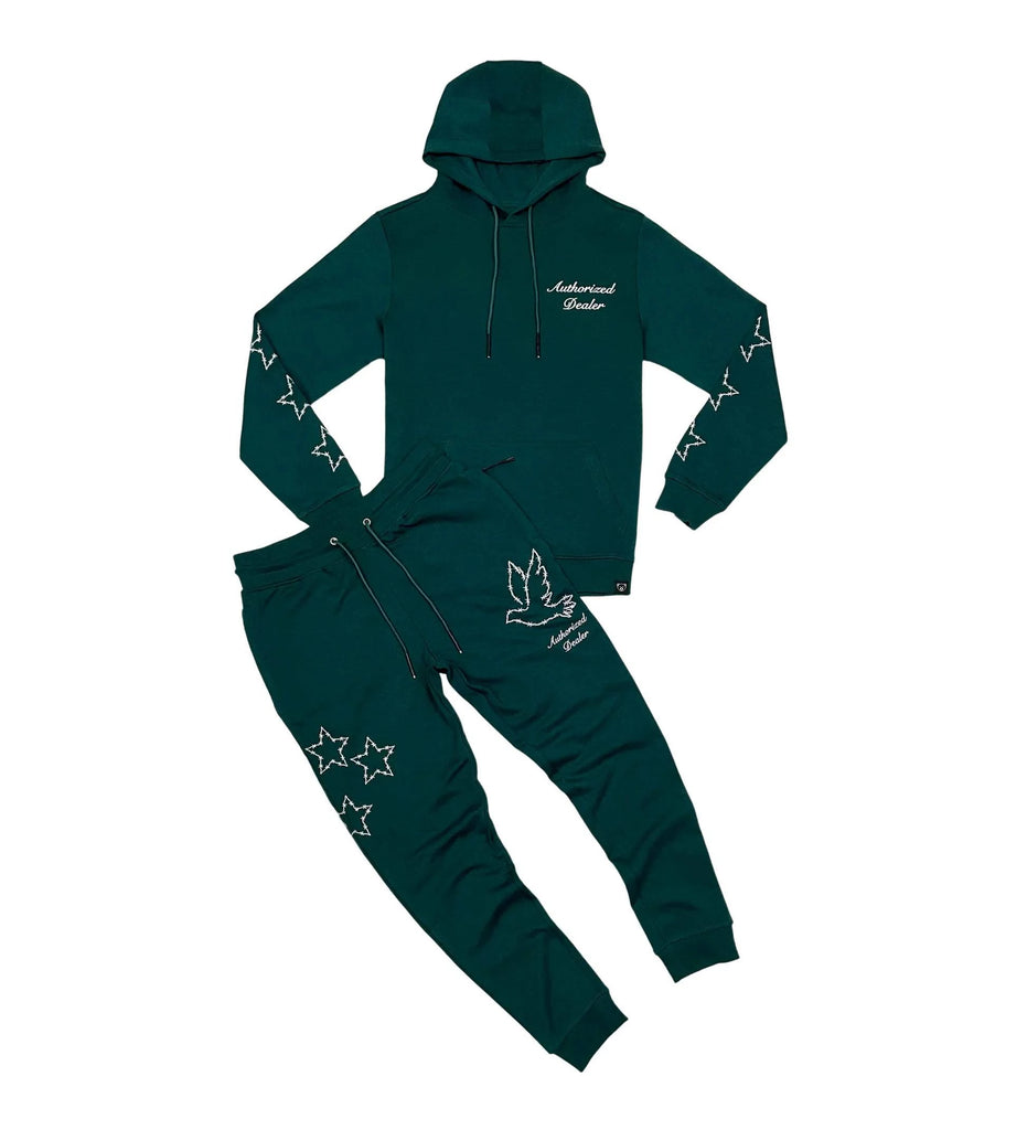Embroidered Star Hoodie Jogger Set - Closet Space