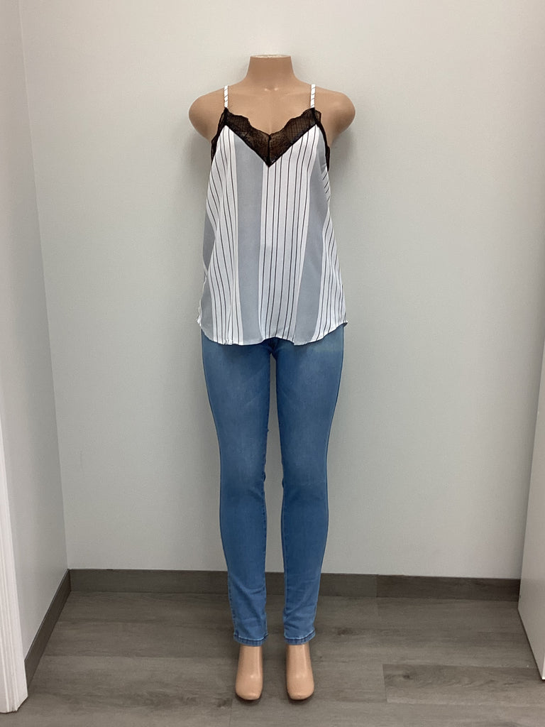 Striped Laced Cami Top - Closet Space