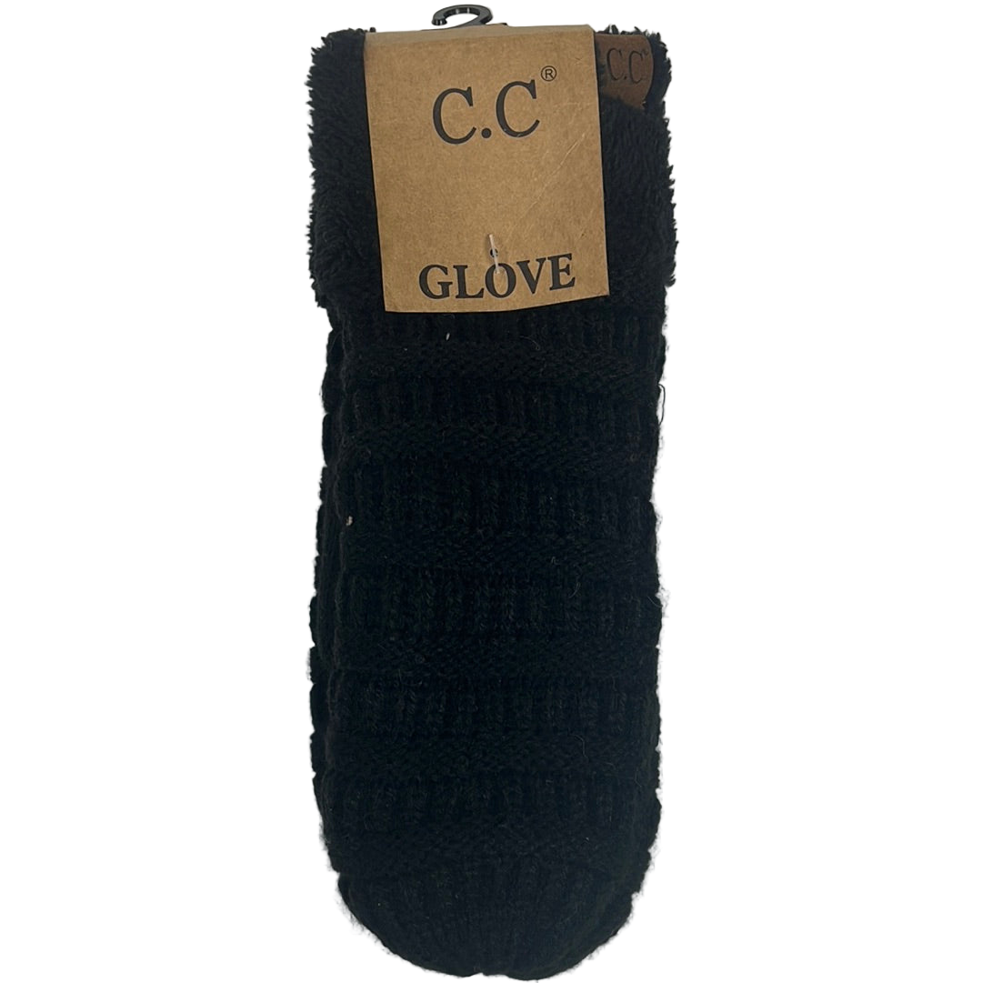 C.C. Cable Knit Fuzzy Lined Mittens