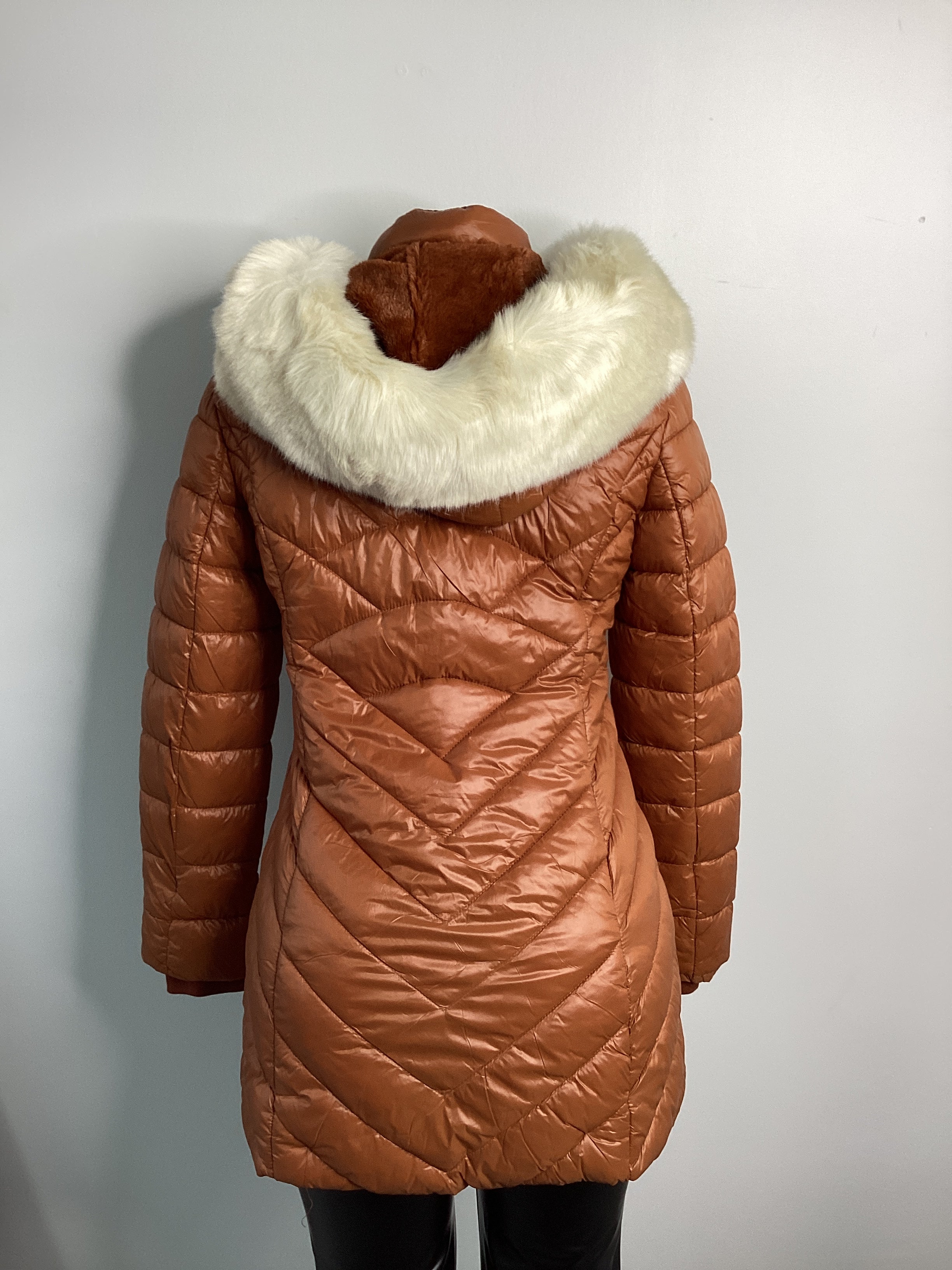 Quilted Faux Fur Trim Hooded Coat - Closet Space