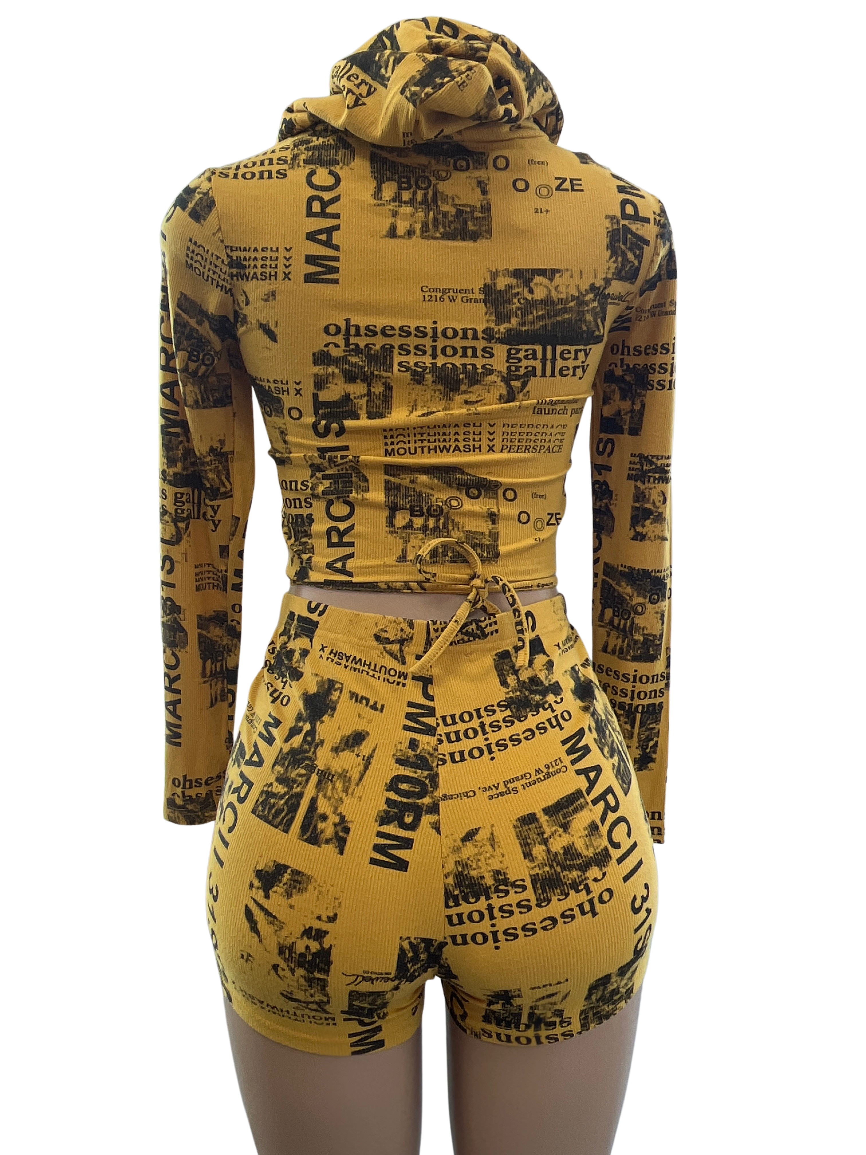 2 Piece Letter Print Hoodie and Shorts - Closet Space