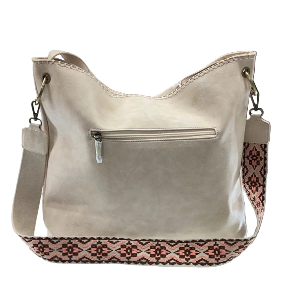 Zipper Detail Crossbody Bag With Aztec Strap - Closet Space