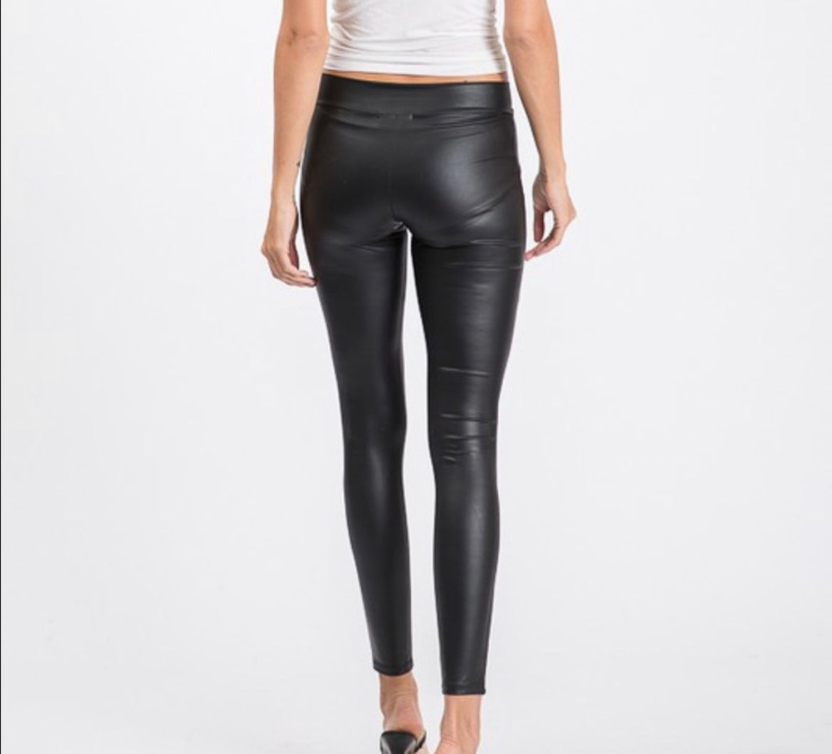 Faux Leather Banded Waist Legging Pant - Closet Space