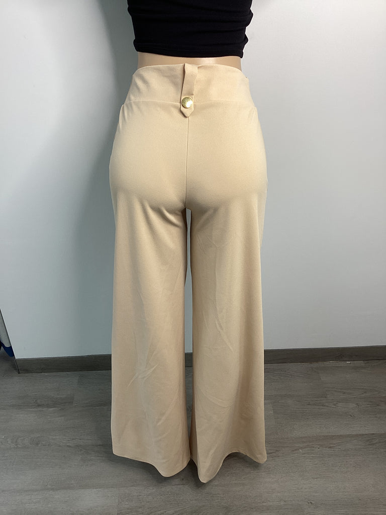 High Waist Nautical Button Wide Leg Pant - Closet Space