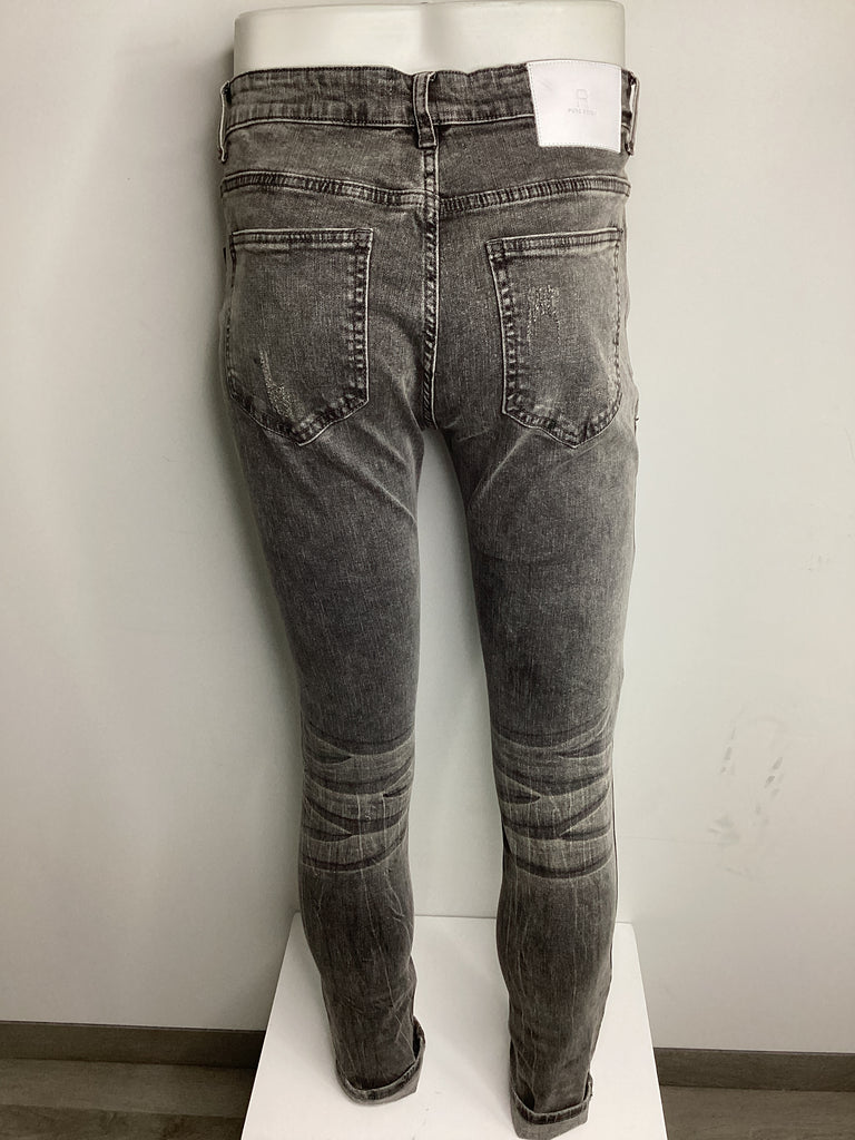 PURE REIGN Sandblast Distressed Stonewash Stacked Jeans - Closet Space