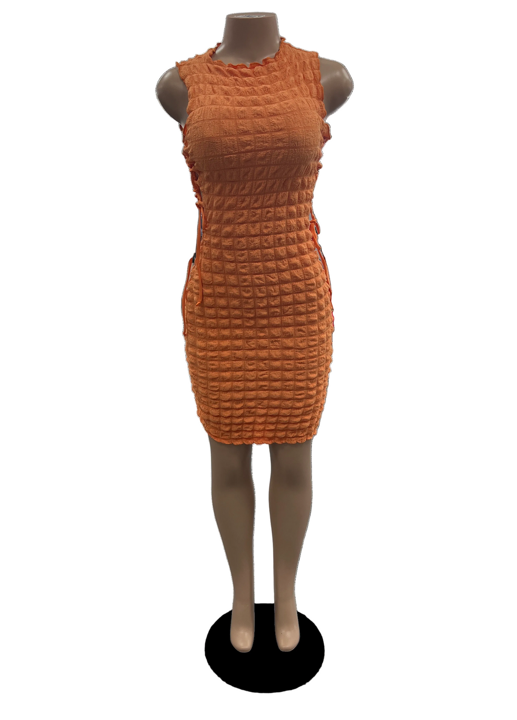 Popcorn Stretch Lace Up Bodycon Dress - Closet Space