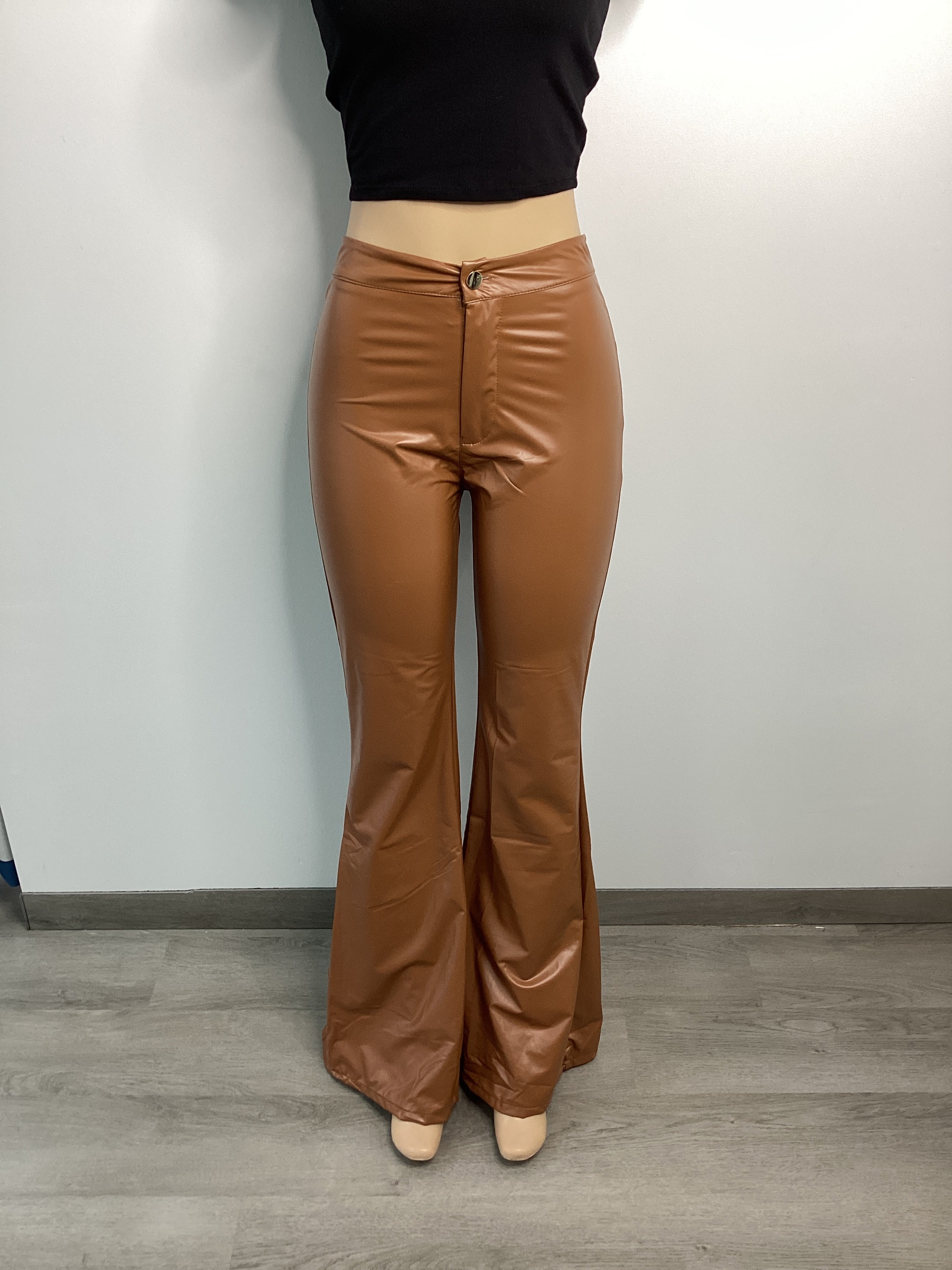 Faux Leather Slim Fit Flare Pant - Closet Space
