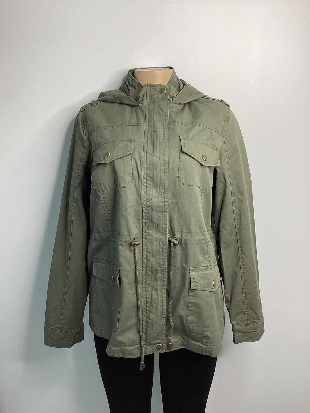 Hooded Drawstring Utility Jacket - Closet Space