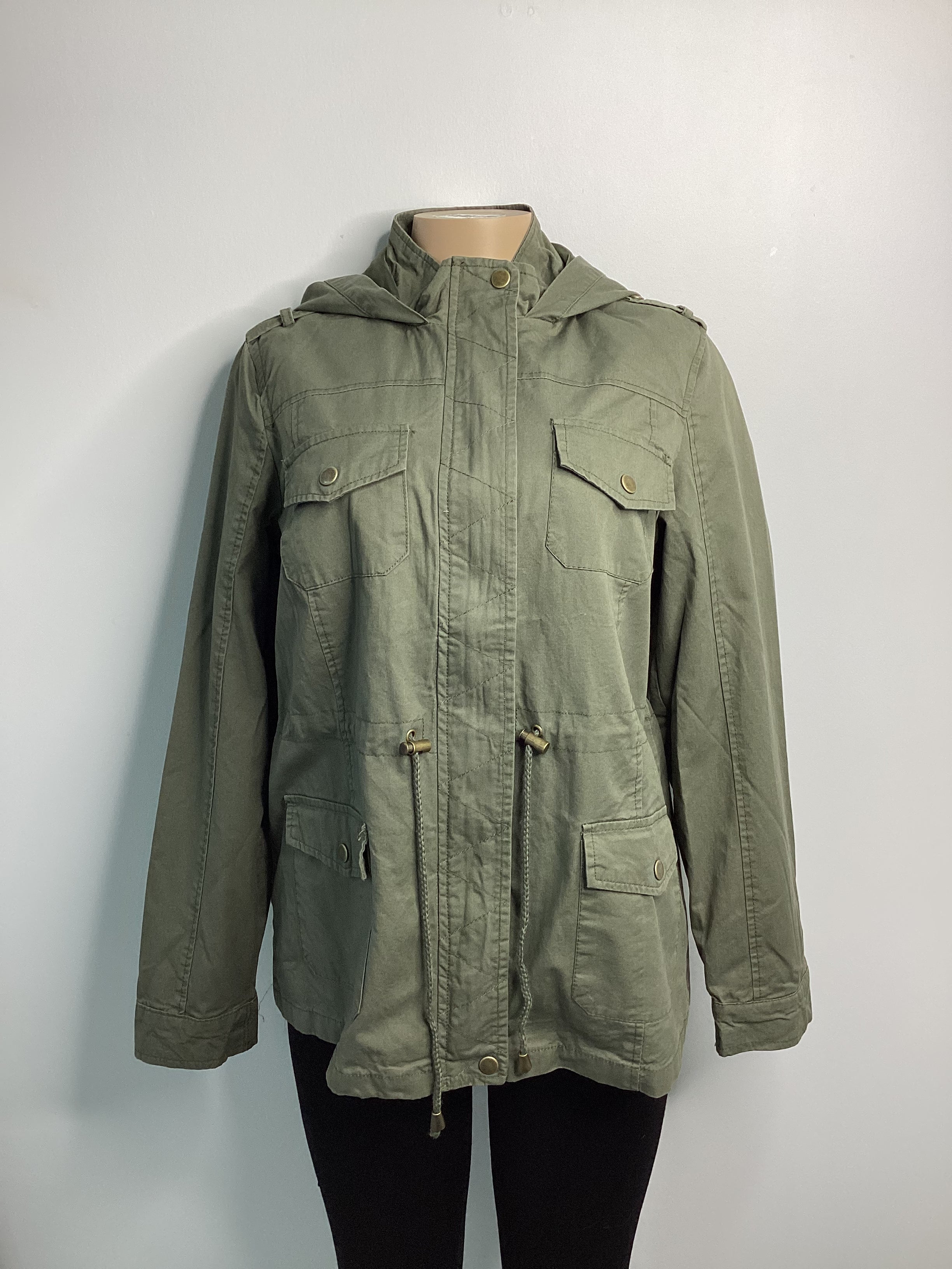 Hooded Drawstring Utility Jacket - Closet Space