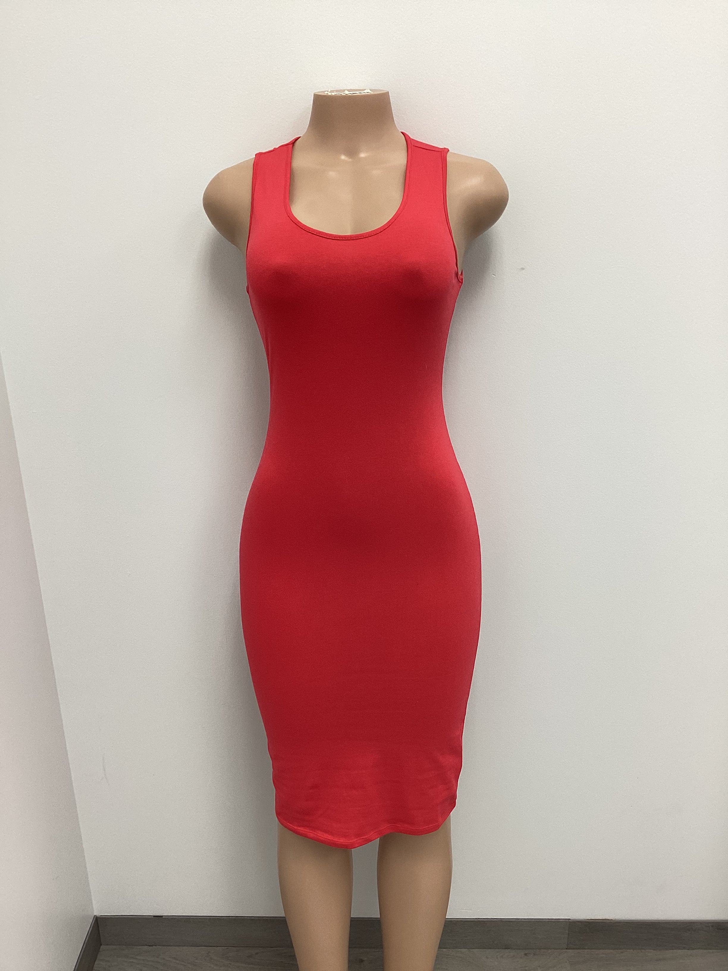 Cotton Spandex Solid Sleeveless Tank Bodycon Midi Dress - Closet Space